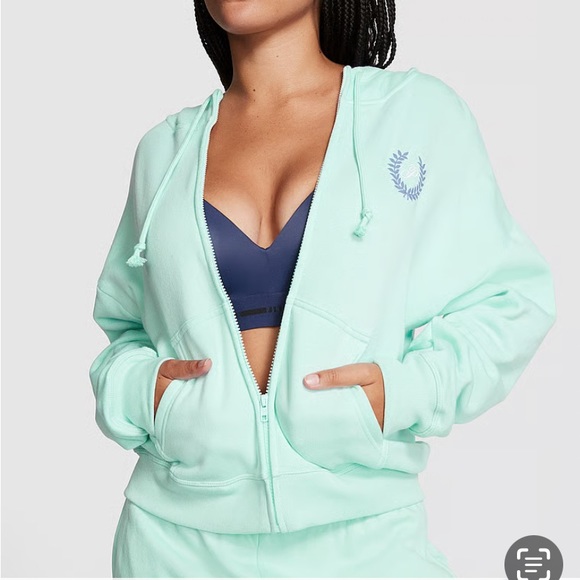 NEW VS PINK SET EVERYDAY FLEECE RELAXED SWEATSUIT SET SIZE LARGE IN OPIC BLUE - Picture 4 of 9